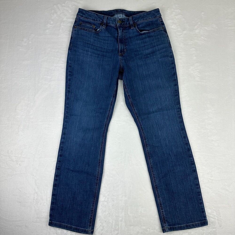 L. L. Bean Womens Favorite Fit Straight Jeans Sz 10P Petite Stretch Med Wash
